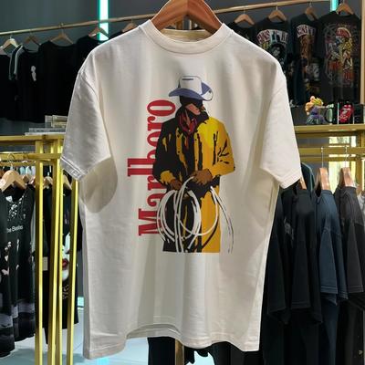 1990er Marlboro Cowboy Grafik Weiß Kurzarm Unisex Hemd S5XL WA1831 Unisex T-Shirt