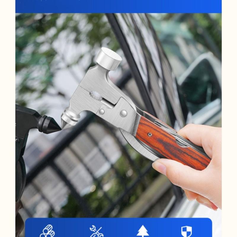 1pc Multifunctional Hammer Car Safety Hammer Window Breaker Emergency Hand Tools, Outdoor Camping Saw Knife Screwdriver Hammer