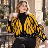 Costume di Halloween Maglieria Estetica Shawl Cardigan a Maglia Farfalla, Poncho a Manica Pipistrello Aperto Davanti Abbigliamento Artistico per Festival per Donne Mantellina,