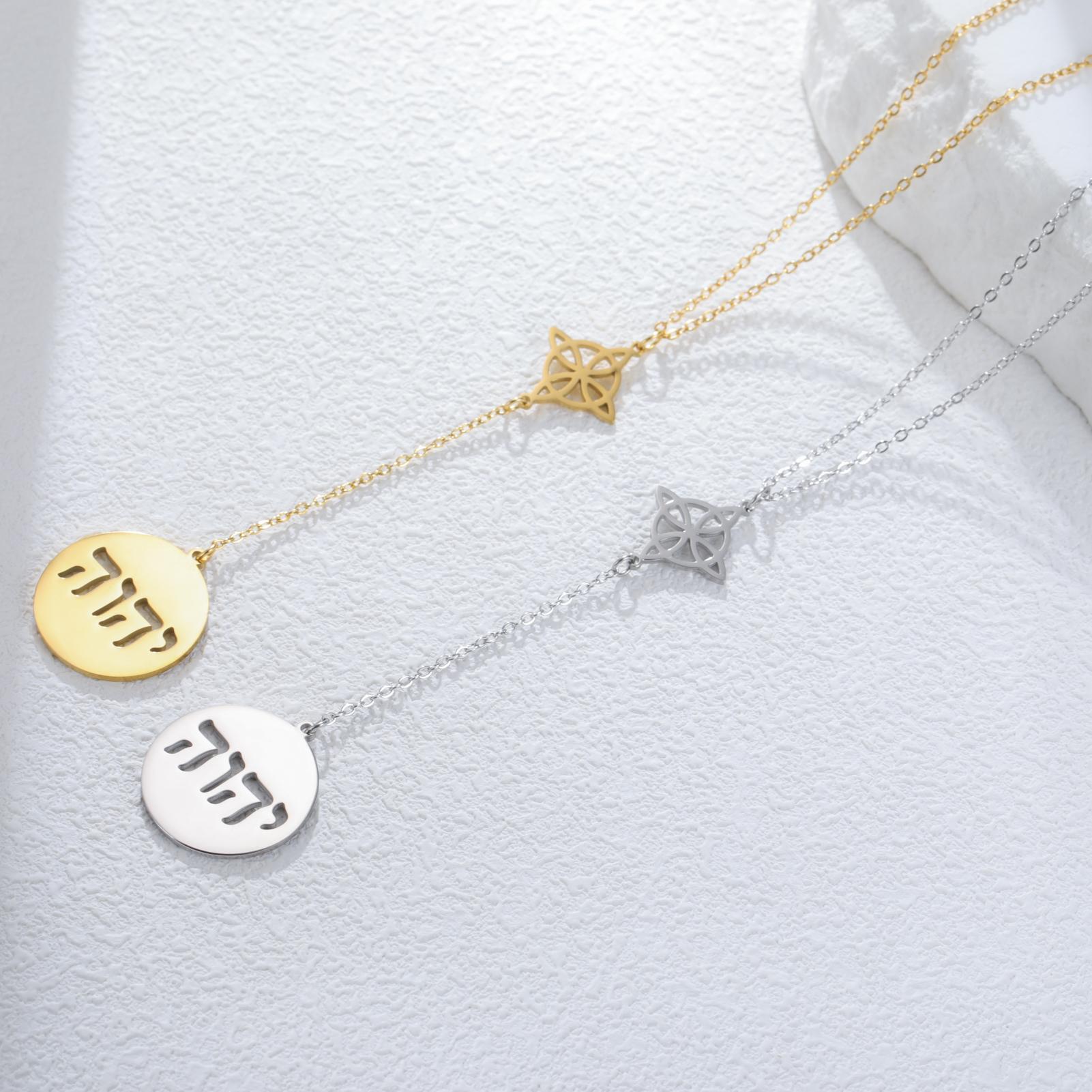 

LIKGREAT Double Protection Necklace Witch Knot Long Neckchain Spiritual Jewelry for Women Boho Gothic Christmas Gift Wholesale Silver