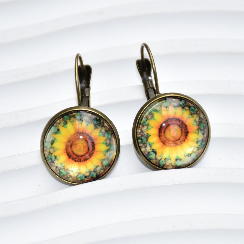 Fashion Earring Y2K Vintage Marigold Time Gem Flower Ear Buckle