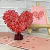 Romantic Cherry Blossom 3D Pop-Up Greeting Card Paper Art, Love Heart Giving Tree for Mother's Day, Wedding, Valentine's Gift