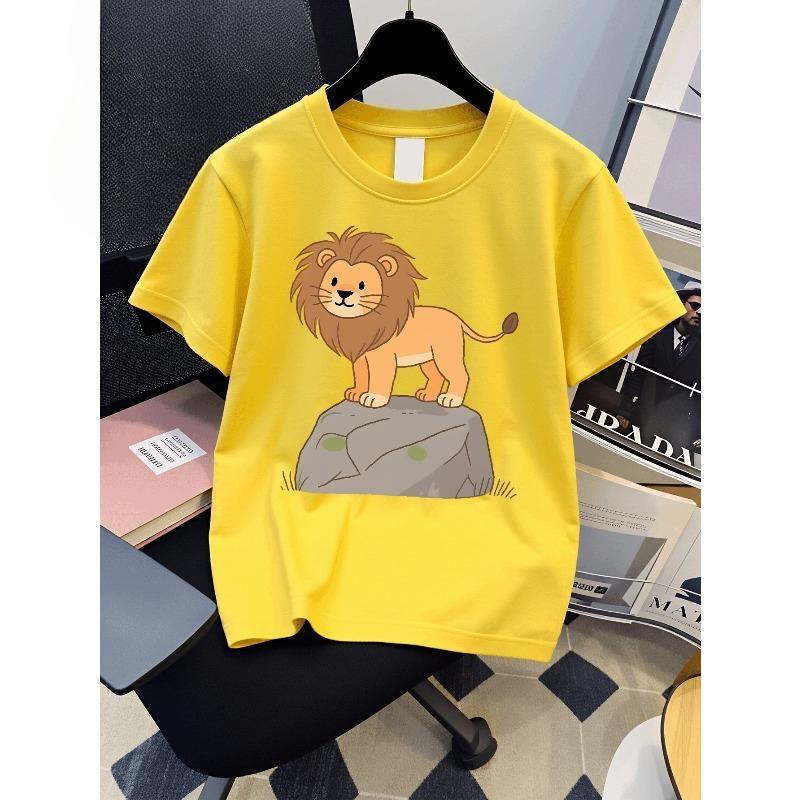 Taglie europee T-shirt da ragazzo Design Artistico Stampato, Ideale per Attività all'Aperto, Morbido Top a Maglia, Comodo e Traspirante, Adatto per l'Estate