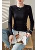 Women's High-Elastic Cotton Ribbed Crew Neck Long-Sleeve Base Layer Top - 2025 Autumn/Winter Collection