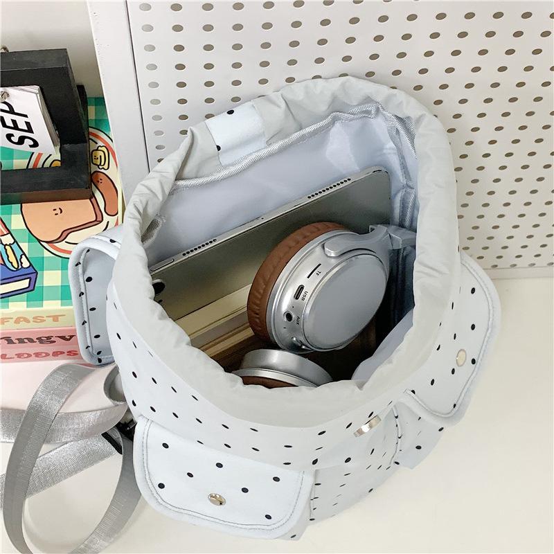 Schoolbag Bow Polka Dot Strap Backpack Female College Style College Student Commuter School Bag Niche Leisure Travel Small Backpack