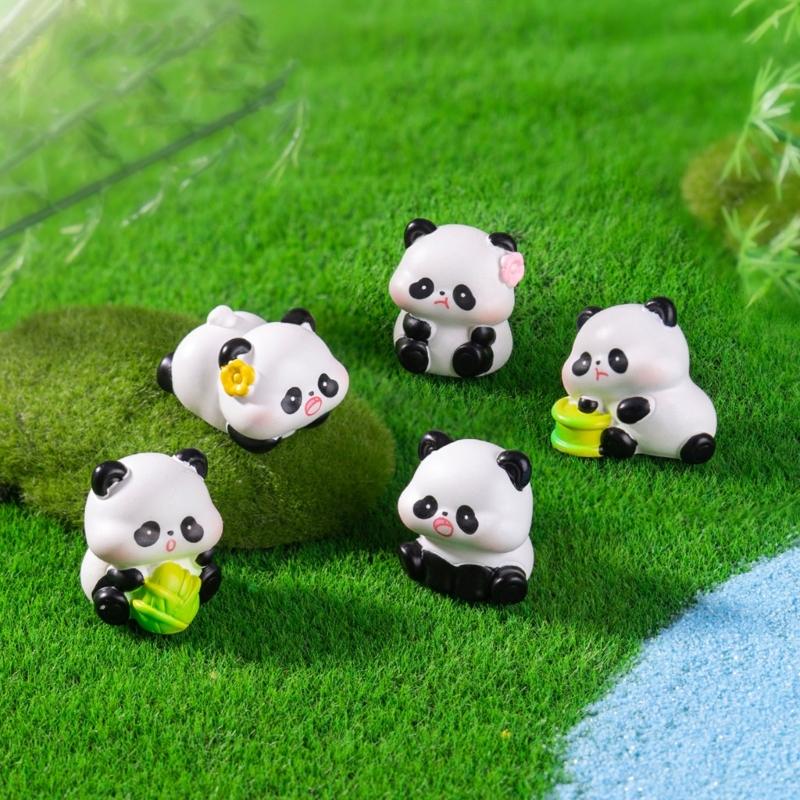 Pandas Figurines Mini Pandas Decors Waterproof Toy Playsets Miniature Doll Garden Figurines Cake Toppers Parties Favor