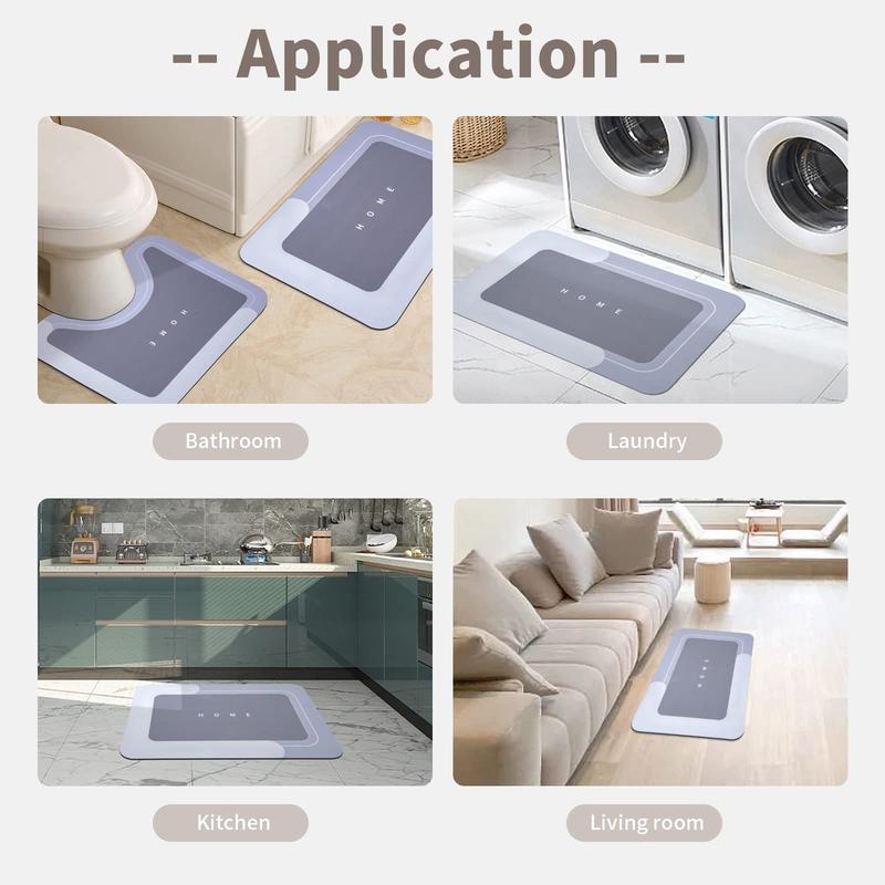 3PCS Anti-Slip Bath Mat Set, Super Absorbent Quick Dry Rug for Bathroom Floor, U-Shaped Toilet Mat, Kitchen & Living Room Carpet