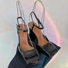 Fashion New Satin Mary Jane Fashion Sandals European American Women's Summer Square Head Thick Heel Shopping Commuting Style High Heels