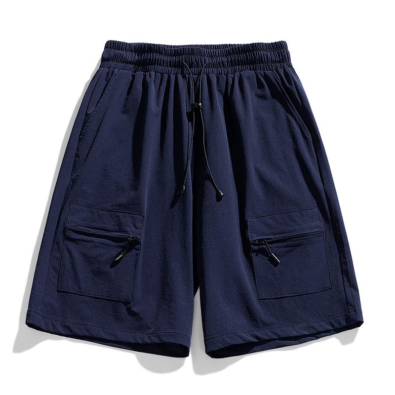 Summer Retro Workwear Shorts Men's Loose Multi Pocket Solid Color Versatile Casual Five Quarter Pants