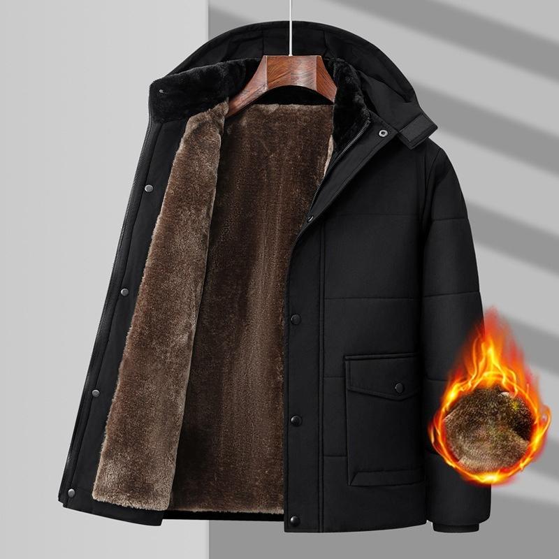 Overcoats Casual Men Thermal Cotton Jacket Jacket Clothing Fleece Winter Men's  Cotton Coat Male Mid-Long Thick Warm Parka