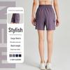 Women's High Waist Double Pocket Yoga Shorts with Tummy Control and Quick-Drying Fabric