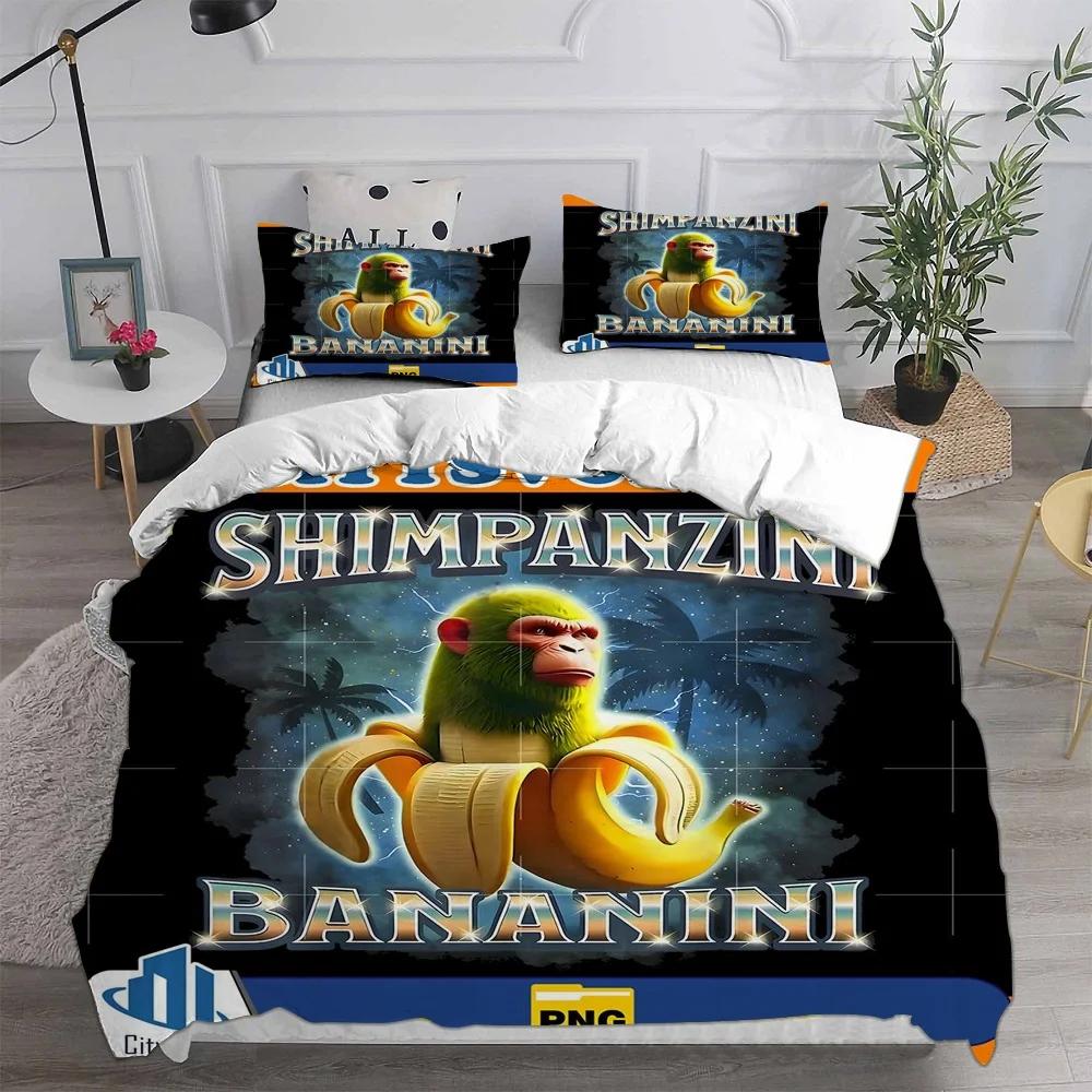 Ai Italský Brainrot Tung Tung Sahur Ložní soupravy Přehoz Přikrývka Povlak na peřinu Povlak na polštář Sady 2-3 kusy Domácí dekorace