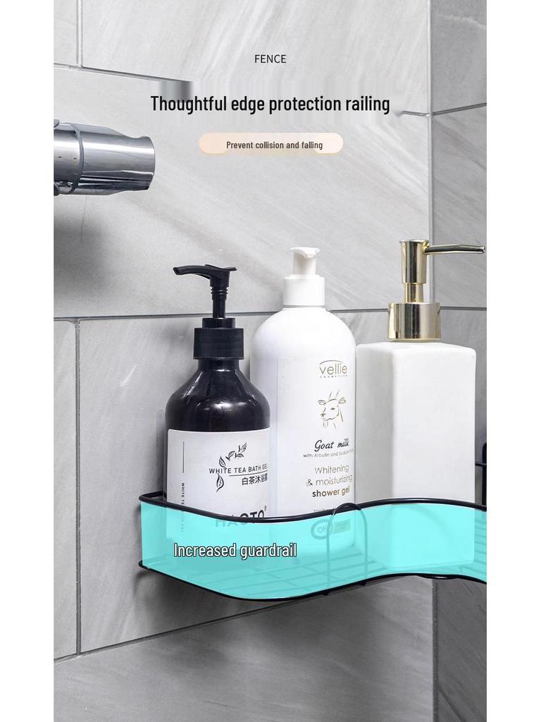 No-Drill Corner Bathroom Storage Shelf - Wall-Mounted Vanity Organizer Rack