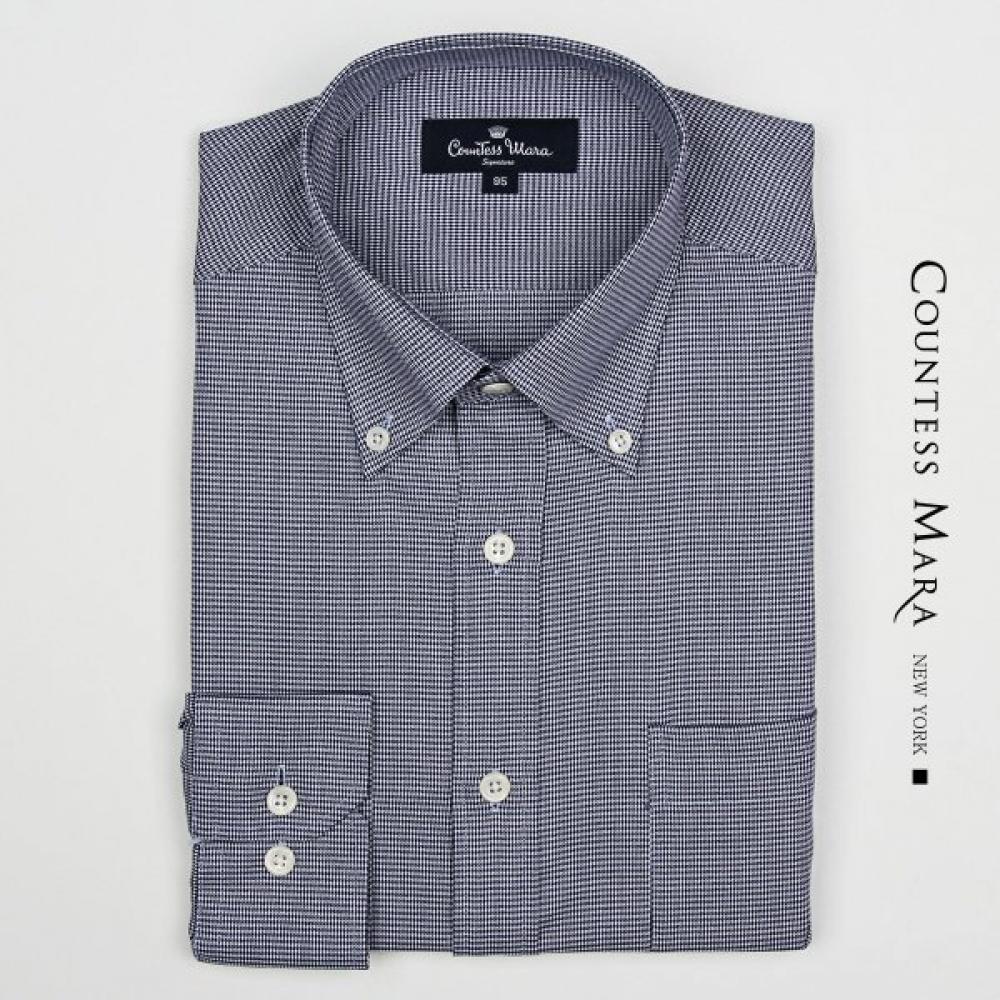 Countess Mara Navy Houndstooth Check Regular Fit Long Sleeve Shirt Cdsp4p3102n0 110