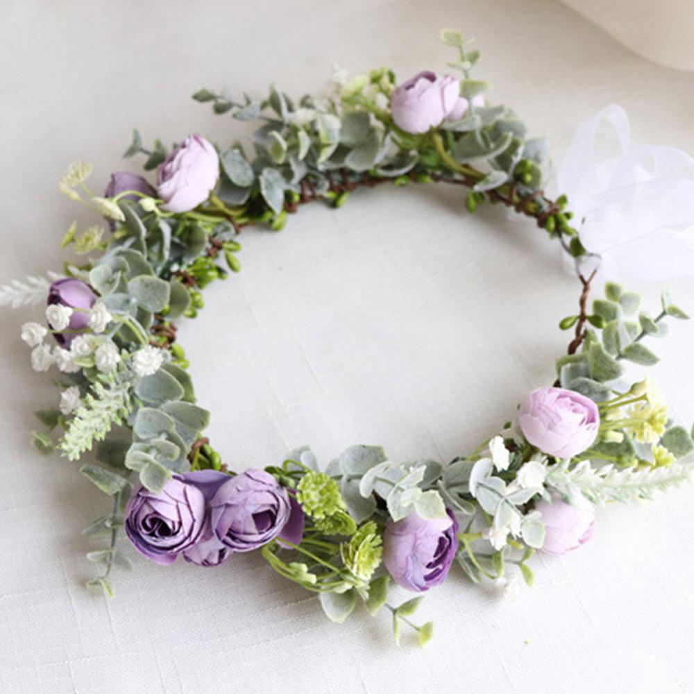 Forest Flower Crown Festival Wedding Floral Headpiece Trendy Flower Headbands  for Women Girls