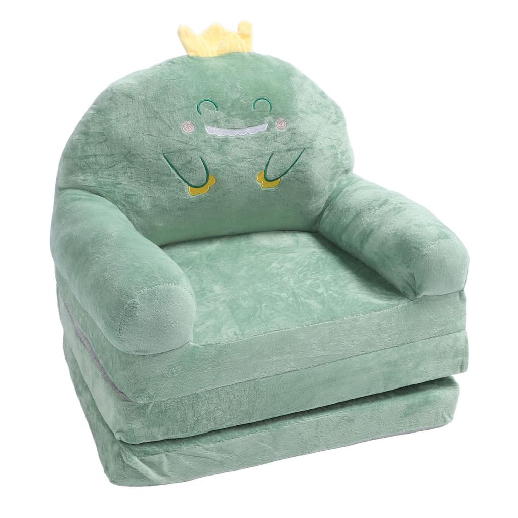 Kinder Sofa Cartoon Grüner Dinosaurier Faltbar Breiter Griff Weich Atmungsaktiv Kleinkind Stuhl zum Lesen Entspannen Schlafen