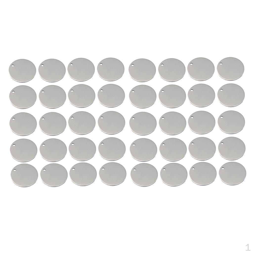 40 Circle Blank Tags Engraving Stamping Charms Pendant Necklace 20mm