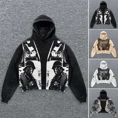 Men's Hoodie Gothic Skull Print Retro Streetwear Fashion Soft Polyester Fabric Loose