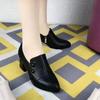 Medium Heel Black Work Thick Heel Small Leather Shoes Women's 2025 Spring and Autumn New Comfortable Mother Shoes Versatile Medium Heel Shoes Sing