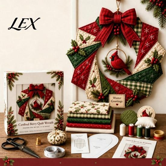 Creative DIY Home Decor Projects Patchwork Wreath Craft Kit, Christmas Sewing Seasonal Patterns, Making Kits Farmhouse Fabric Kit for Adults,