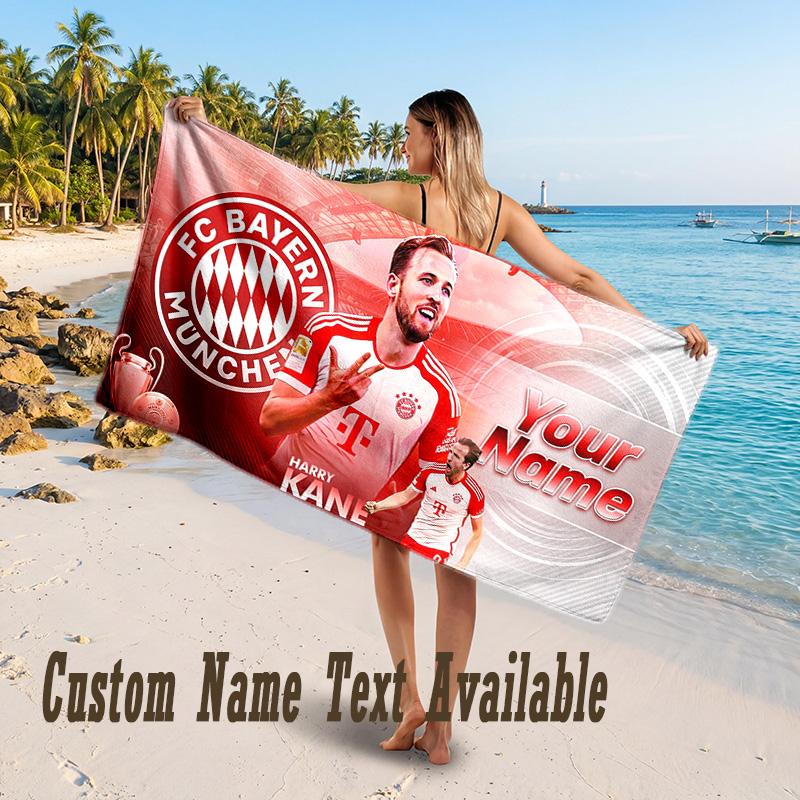 Harry Kane Design Strandtuch mit individuellem Text Großes Handtuch für den Strandurlaub