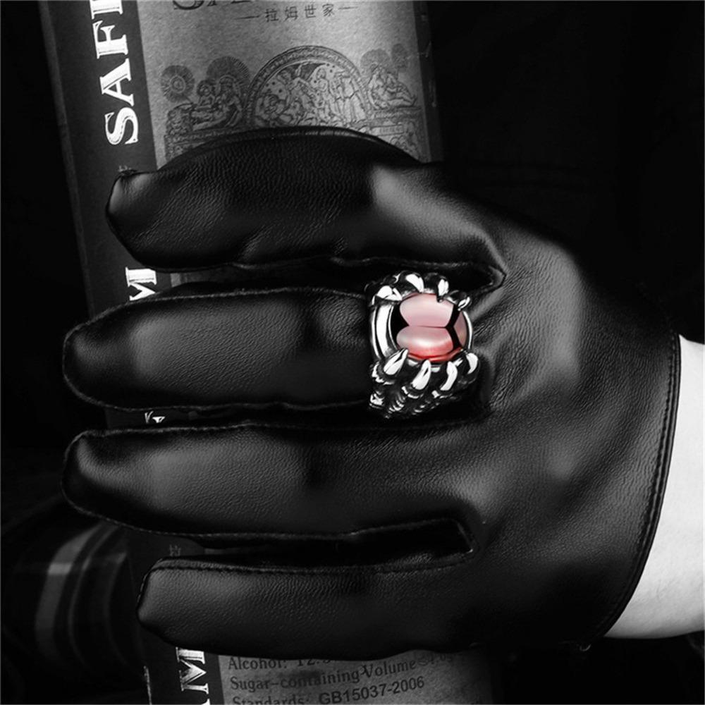 Simple Fashion Lobster Claw Eyes Retro Punk Gothic Big Black Red Zirconia Men's Ring Tide Ins Hip-hop Niche Party Jewelry Gift