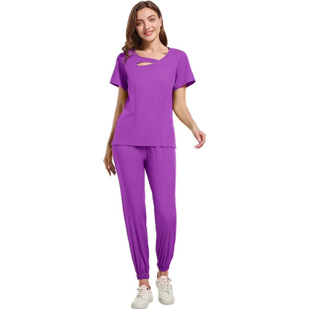 Multicolor Clinical Scrubs Set Uniforms Beautician Lab Workwear Pocket Medical Nurse Nursing Uniforms Vet Work Clothes