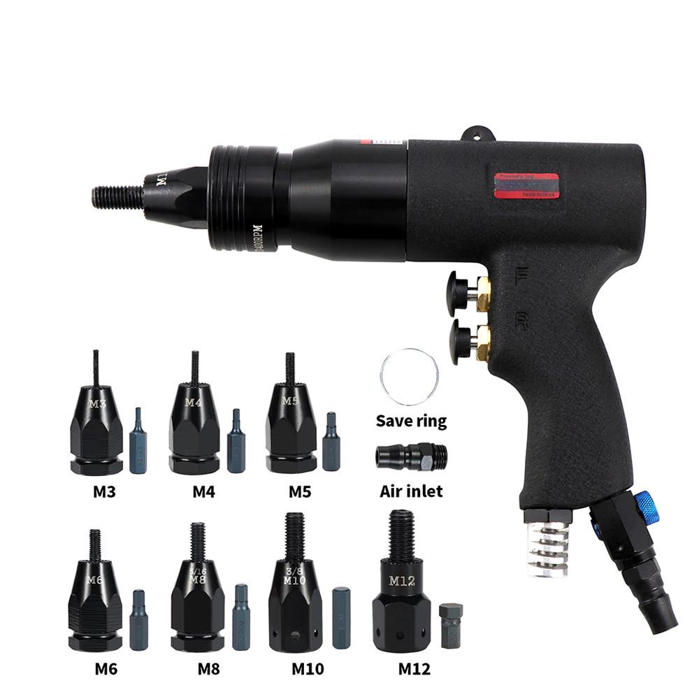 Portable Self-Lock Pneumatic Rivet Nut Guns Insert Thread Pull Setter Riveters Household Repair Power Tool