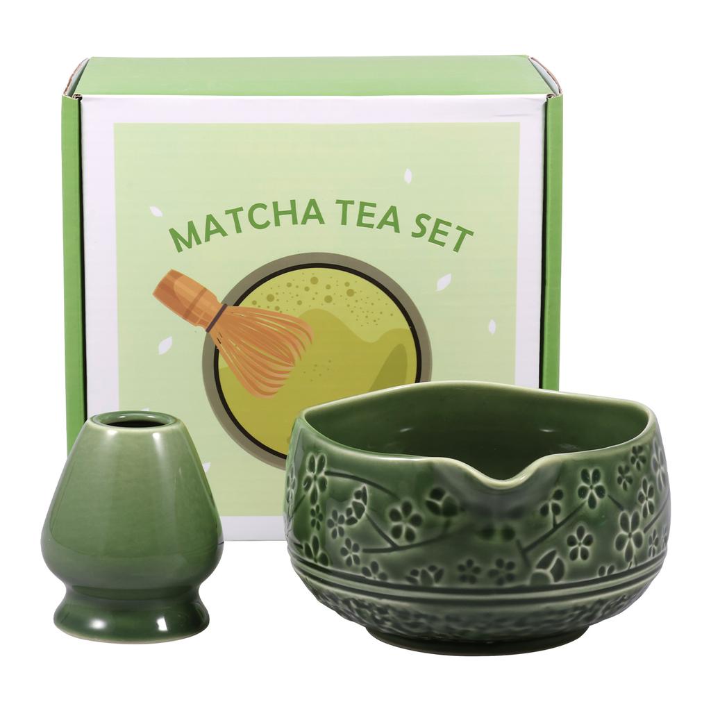 2 Pcs Japanese Matcha Tea Set Ceramic 550 ml Matcha Bowl Matcha Whisk Holders for DIY Tea Lovers Tea-making Tools Accessories