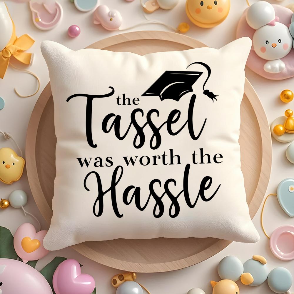 Graduation Season Motivational Slogan Cushion Cover Plush Fabric Soft Double-Sided Printed Sofa Warm Winter Home Pillow Case