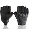 Summer Motorcycle Gloves Fingerless Leather Moto Driving Half Finger Gloves Breathable Retro Motorbike MTB Fingerless Gloves Men