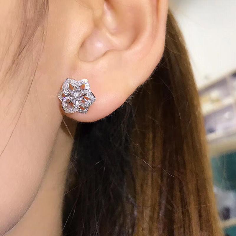 BELLA BOX Mode Luxus Blume Ohrringe Frauen Intarsien Kristall Zirkon Für Party Stilvolle Accessoires Täglichen Schmuck Tragen Neu