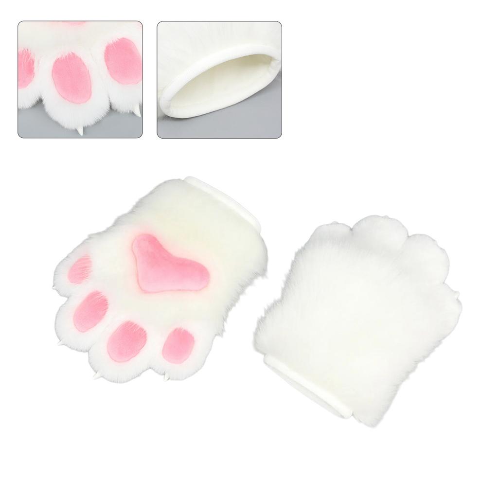 Anime Cats Paws Gloves Furry Plush Beast Paws Gloves for Girl Women Halloween Party Costume Handwear Cosplay Accessories