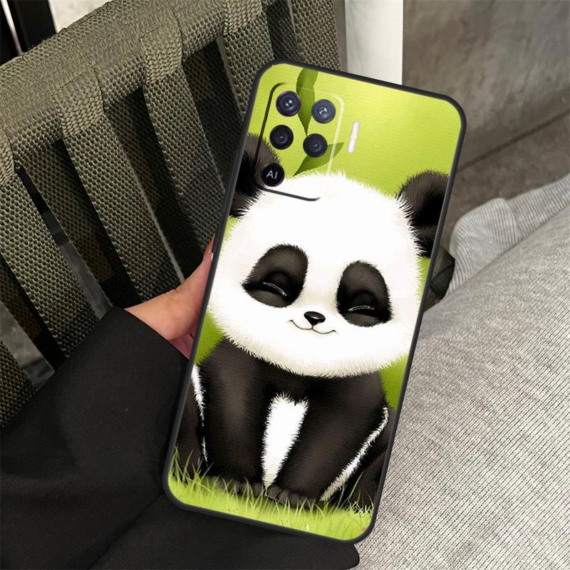 Panda Cute Kawaii Animal Case For Oppo A80 A60 A40 A94 A54 A98 A78 A18 A38 A58 A16 A76 A96 A17 A77 A74 A57S A15 Cover