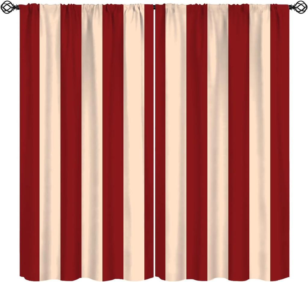 Stripe Curtains Red Ribbon Bow Stripes White Pink Background Window Treatments Insulated Drapes Panels Thermal Made Of Polyester