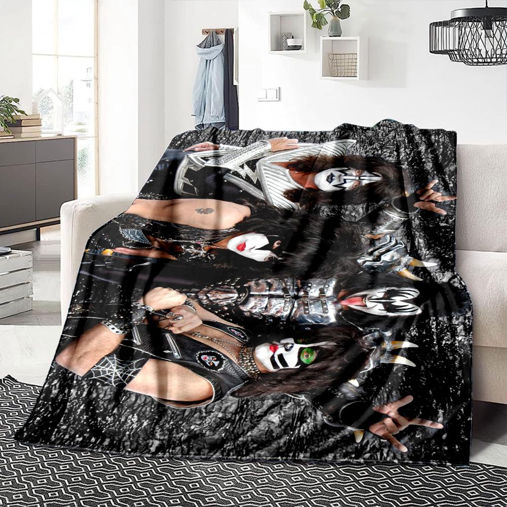 Kiss Band Performance Blanket Soft Throw Blanket For Home Bedroom Bed Sofa Travel Office Solid Christmas Blanket