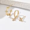 European and American Hot-selling Women's Jewelry Geometric Design Inlaid Zircon Stud Earrings Versatile Earrings Set