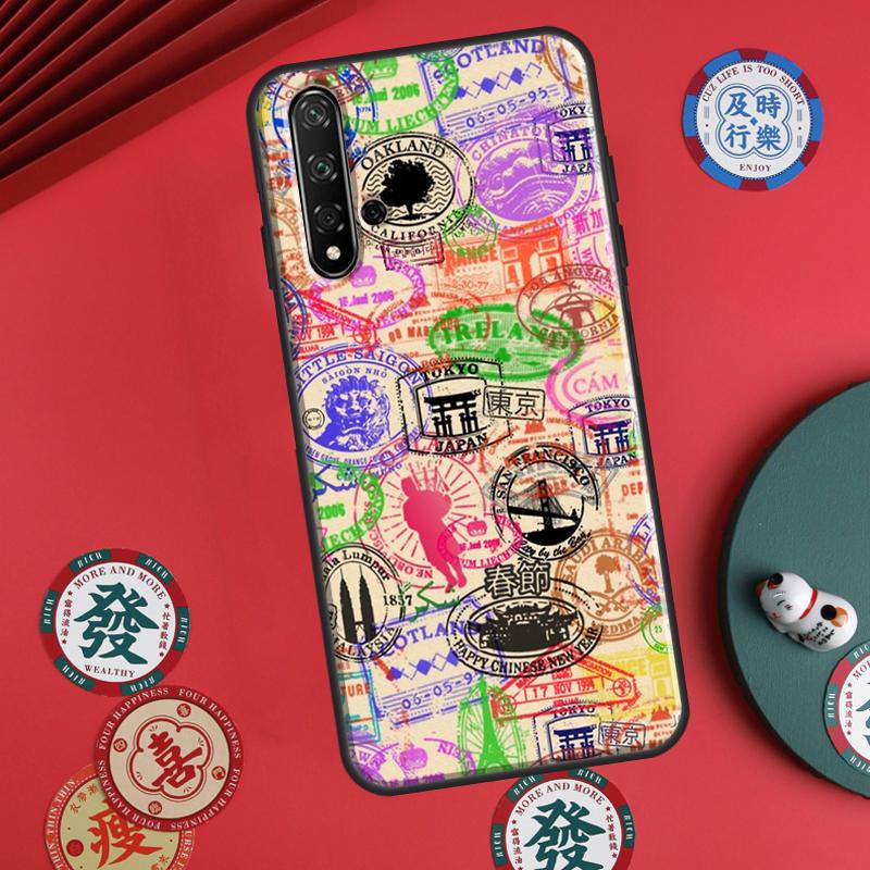 

Passport Travel Stamps For Huawei P60 Pro P30 P40 Lite Nova Y61 Y91 Y90 Y70 Y60 Y72 12s 12i 11i 7i 8i 9 10 SE Case Nova 10 SE