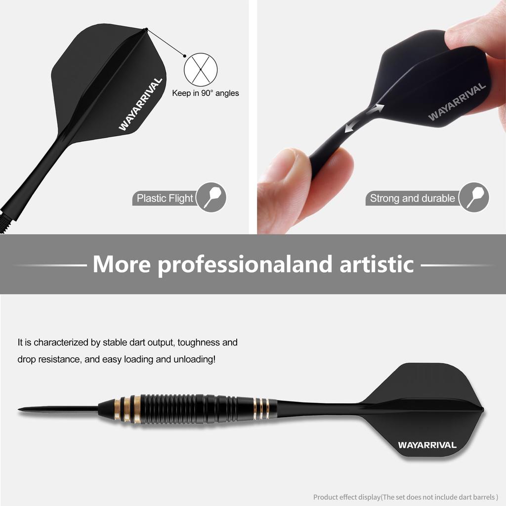 WayArrival darts flight shaft integrated set of 3 2BA standard durable precision molded 90 degree retention screw loosening prevention beginner