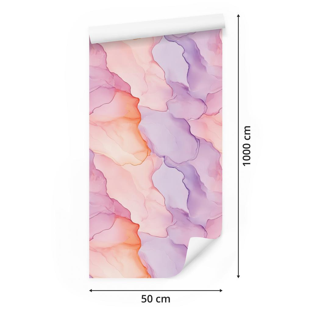 Inkt Koraal, Poederroze en Lavendel Behang voor Woonkamer en Slaapkamer 50x1000