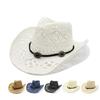 Hollow Edge Jazz Hoed Western Cowboy Strooien Hoed Heren Zomer Vakantie Strandhoed Kinderen Brits