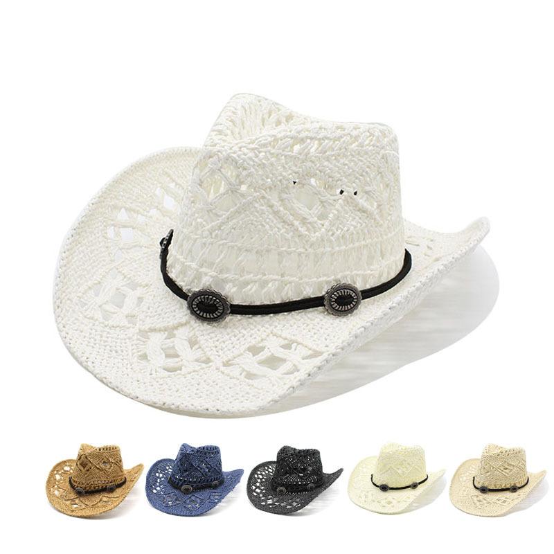 Hollow Edge Jazz Hat Western Cowboy Straw Hat Men'S Summer Vacation Beach Hat Children British