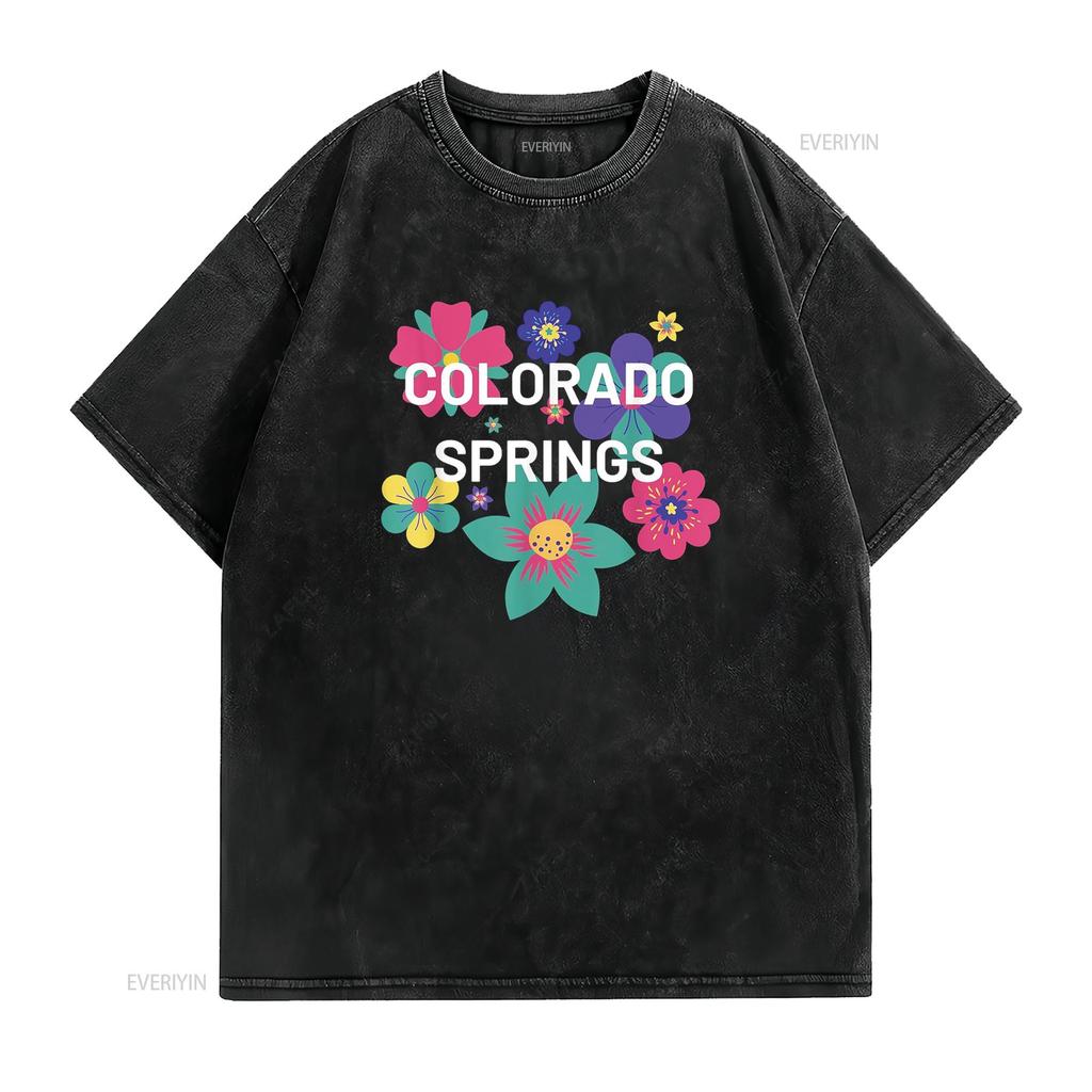 Colorado Springs Floral Souvenir T Shirt for Women and Kids vintage Washed graphic Unisex Soft Stylish designer clothes