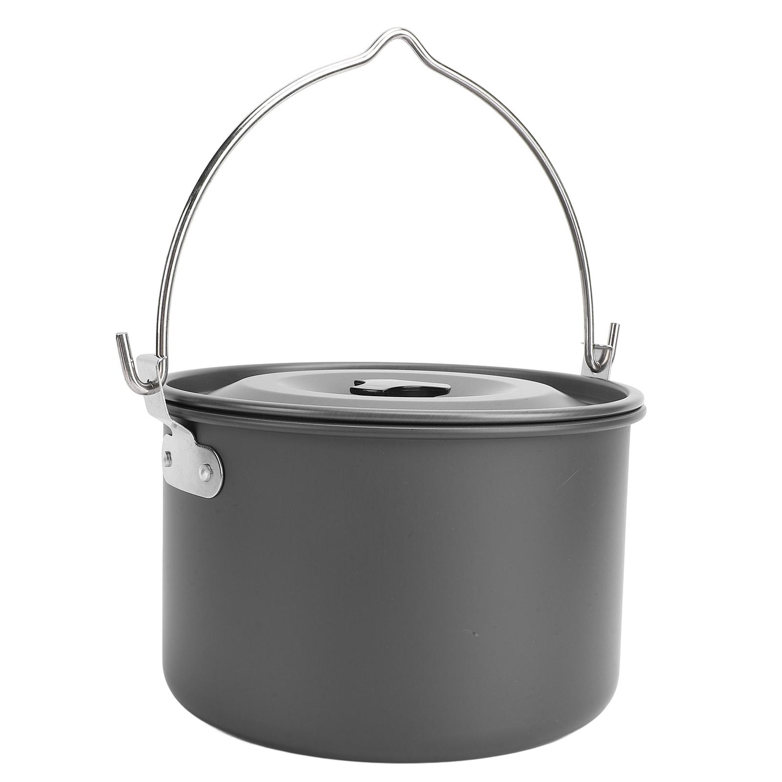 

Large Capacity Aluminum Alloy Anti Stick Camping Hanging Pot, Multifunctional Portable Cooking Soup Water with Lightweight Design for Road Tr