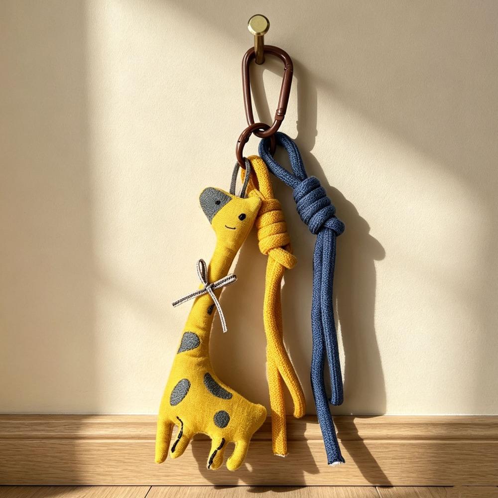 Cartoon Animal Keychain Doll Charm Rabbit Cat Bear Horse Chicken Duck Vintage Bag Decorative Pendant Cloth Multicolor