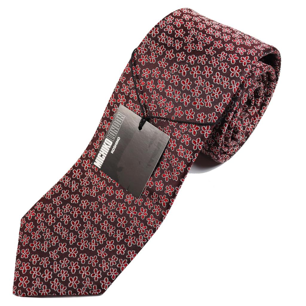 [Michiko London] Short Tie, Approx. 137cm in Length, Wrinkle-Resistant, Bonded Fabric, Voluminous Feel, Made in Japan, KOSHINO Brand Tie, Check