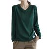 V Neck Long Sleeves Women Top Women Solid Color Bottoming Top T-shirt Streetwear