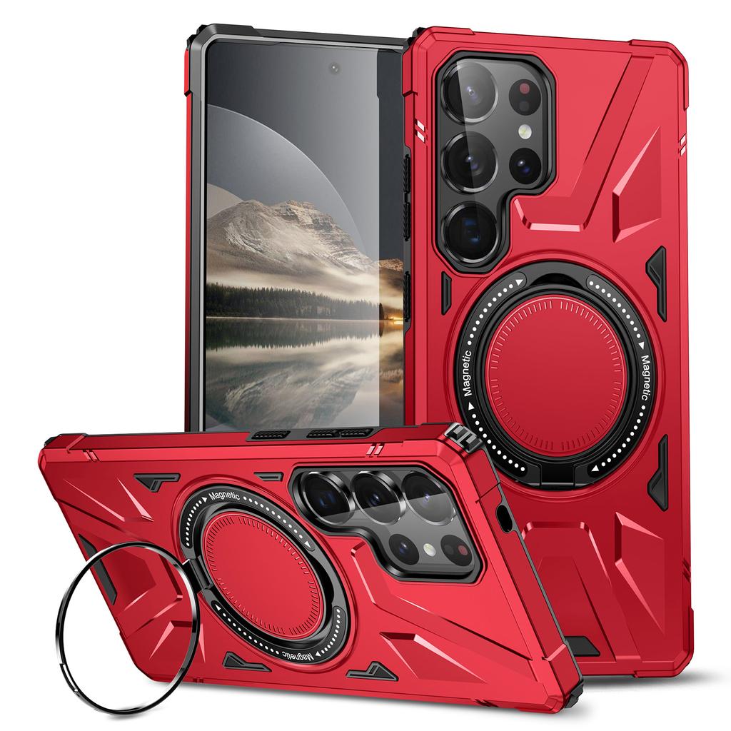 For Samsung Galaxy S25 Ultra Magnetic Case Kickstand TPU PC Phone Cover