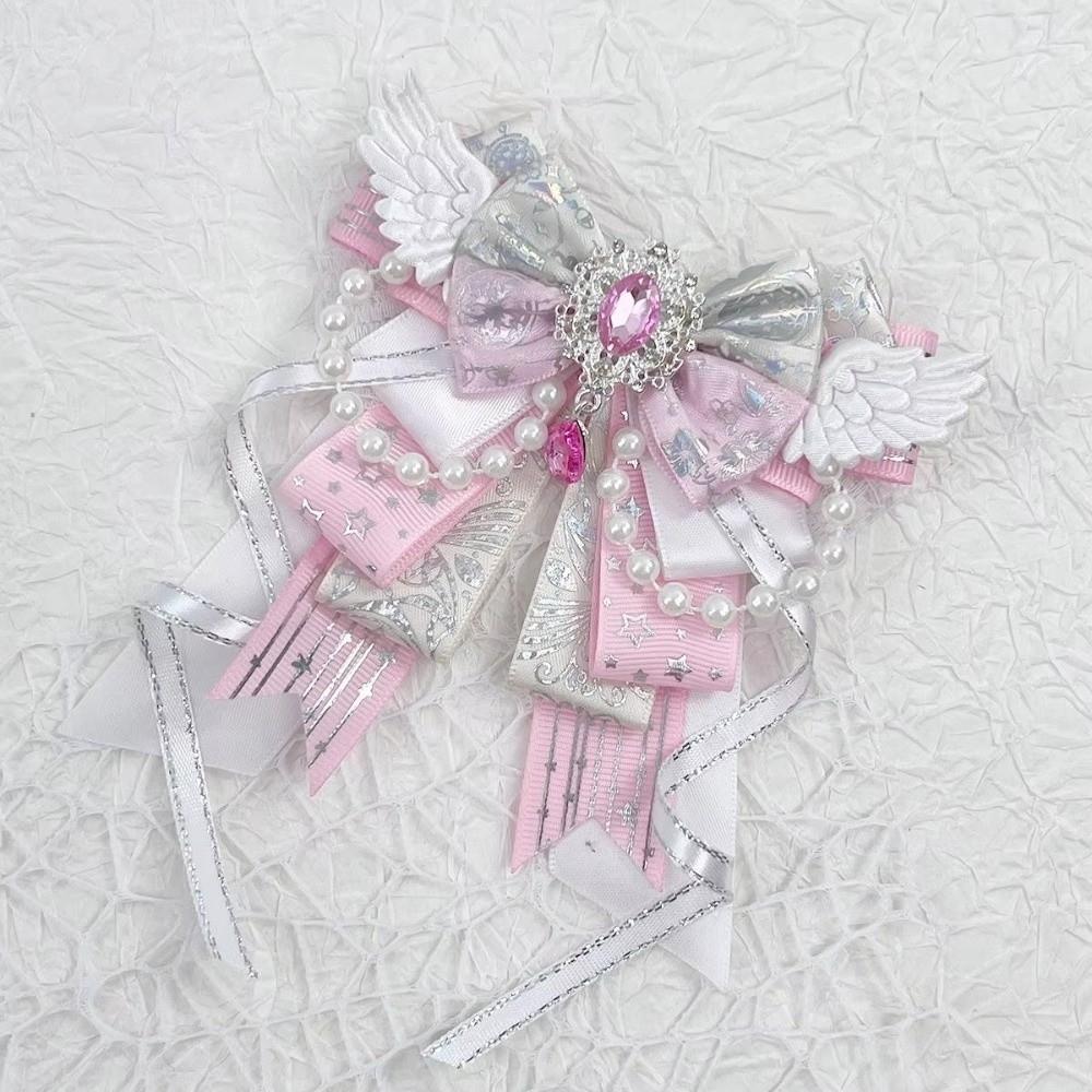 Handmade Jewelry Itabag Decoration Crystal Pearl Knot Bowknot Lolita Angel Wing Bow Bag Pendant Long Streamers Anime Collectible