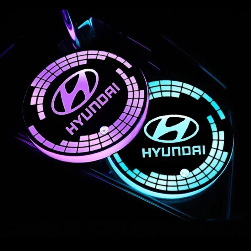 Accessories for Hyundai IX25 I10 Accent Solaris Verna Tucson Santa Fe Kona Elantra Sonata Car Coaster Light Water Cup Holder AH4